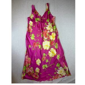 Natori Women L Floral Pink Spaghetti Strap Sleepwear Lingerie Nightgown  Dress